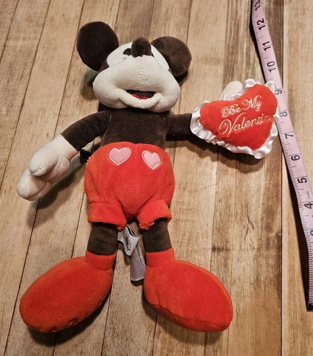 Disney Mickey Mouse Be My Valentine Chocolate Plush Doll 12" RARE